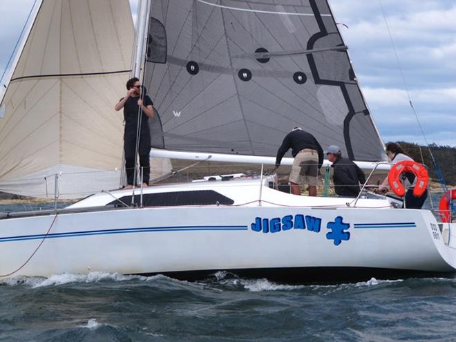 Group B yacht Jigsaw rounding the leeward mark. © Michelle Denney